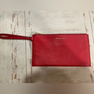 Michael Kors Jet Set Travel Bright Red Leather Wristlet
